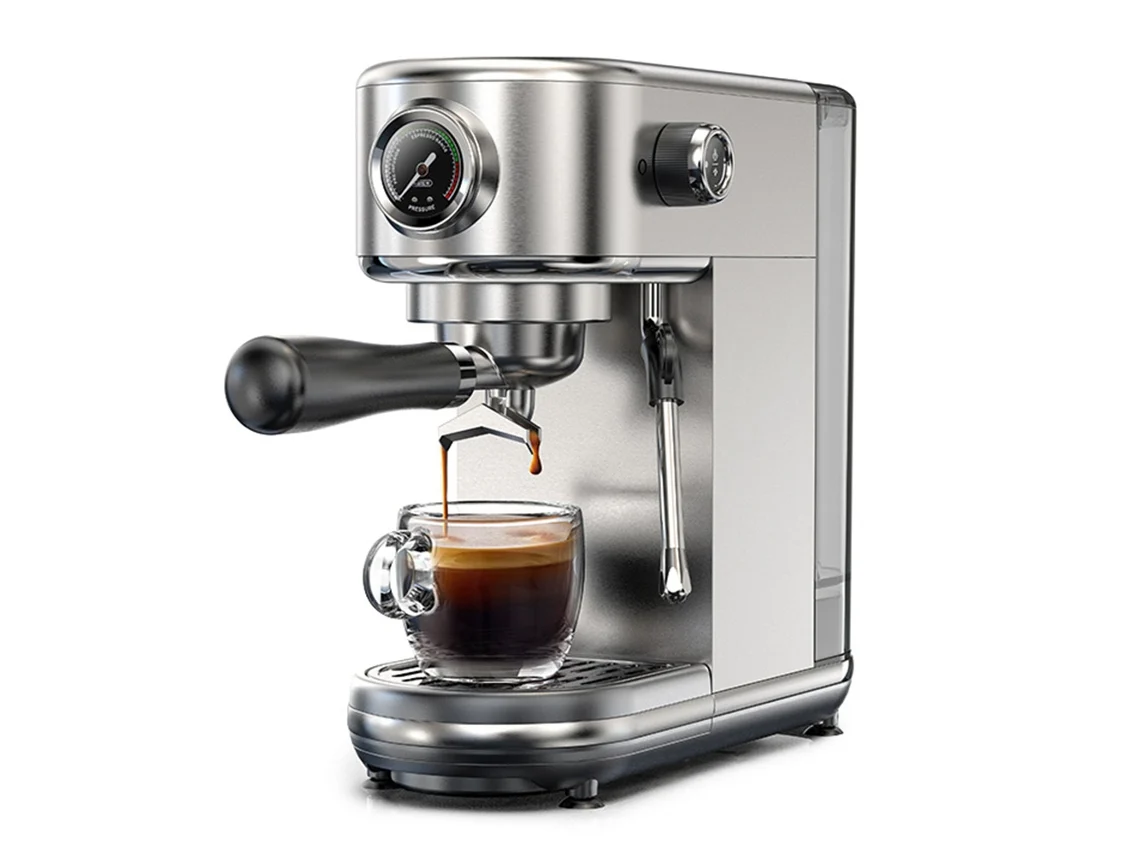 0365e4da52a65741a18b49542b8e6a2d98150ca0 Máquina de café expreso H10B 20Bar Semiautomática 51mm Mango de aleación de aluminio 1.3L Tanque de agua extraíble Plata - Imagen 1